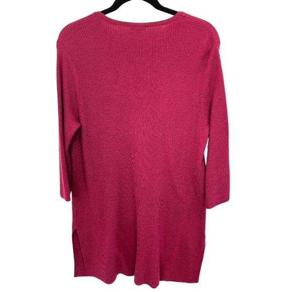 J. Jill Burgundy Wool Blend Ribbed Knit Long Sleeve Tunic Sweater Dress Size M - Picture 3 of 4